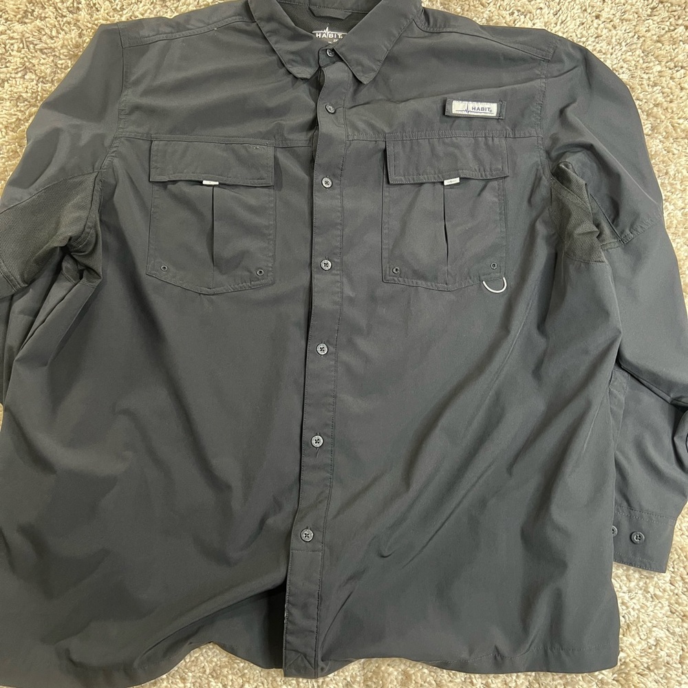 Habitat Men's Lightweight fishing shirts lot of 3 - Black, Gray, Blue - Picture 10 of 13